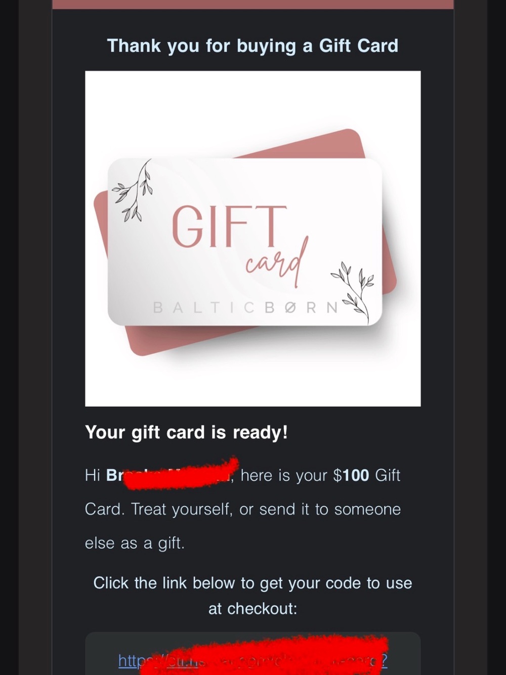 Baltic Born $100 digital gift card
